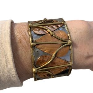 Copper, brass, stainless cuff bracelet